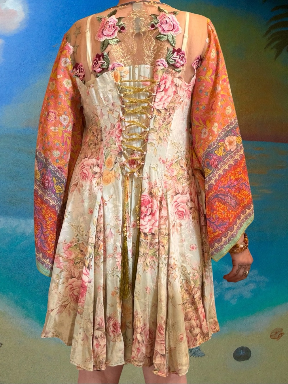 Aratta silk blend corset dress